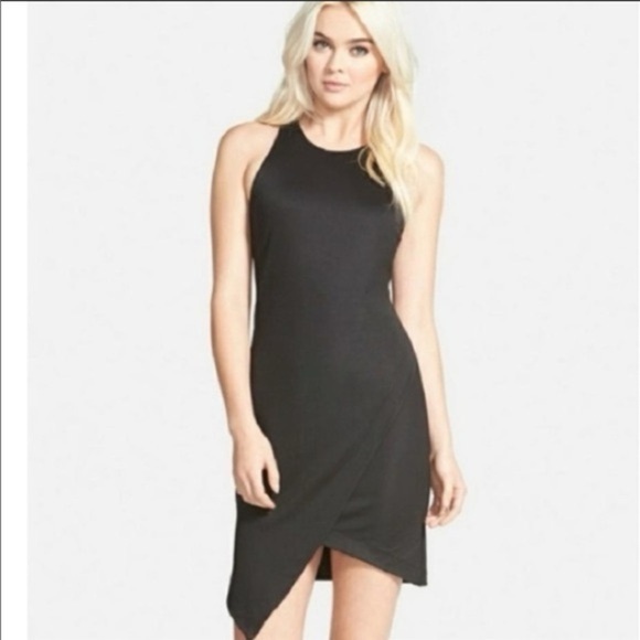 Leith sleeveless little black sheath wrap dress asymmetrical Small - Picture 1 of 6